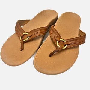Vionic Tide Aloe Mocha Leather Sandal Flip Flop Women’s Size 12